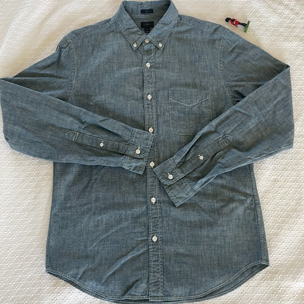 NWOT J.Crew Men's M Slim Fit Japanese Chambray Shirt Retail $98 - Picture 2 of 9